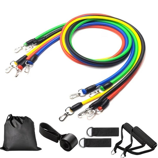 🏋️♂️ Kit de Bandas Elásticas Tubulares: Tu Gimnasio en Casa (11 Piezas)