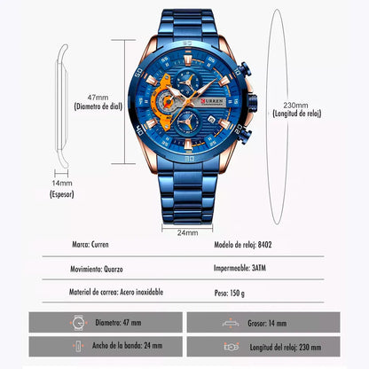 Reloj Curren 8402 para Hombre | Acero Inoxidable