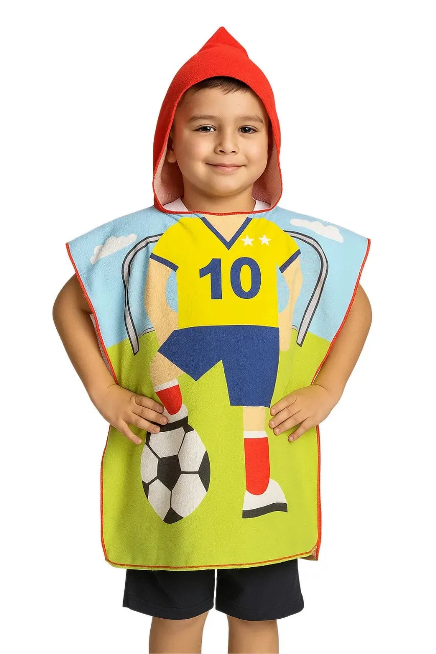 Toalla Poncho Infantil con Capucha en Microfibra Aventura