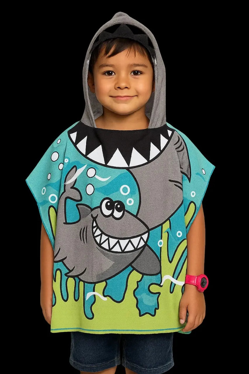 Toalla Poncho Infantil con Capucha en Microfibra Aventura