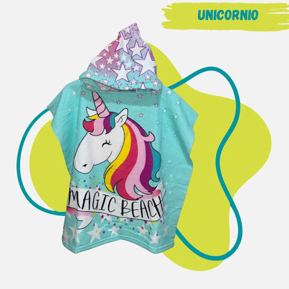 Toalla Poncho Infantil con Capucha en Microfibra Aventura