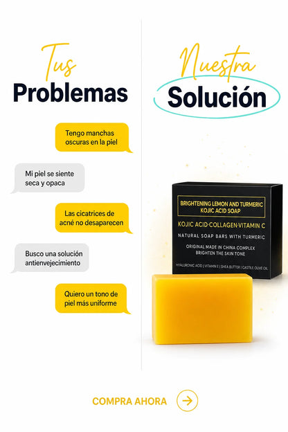 Jabón Aclarante e Iluminador de Ácido Kójico & Cúrcuma