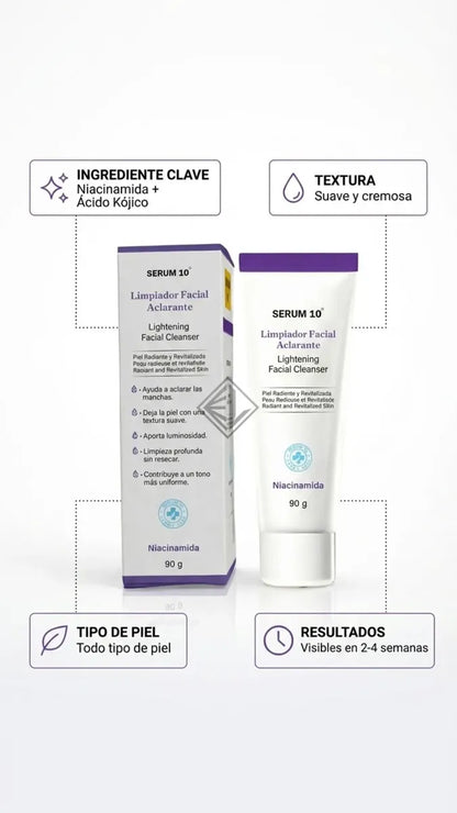 Limpiador Facial S10-Aclarante: Niacinamida + Ácido Kójico