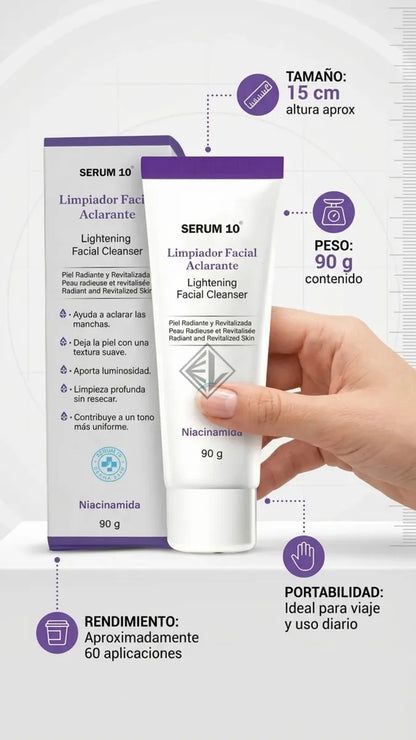 Limpiador Facial S10-Aclarante: Niacinamida + Ácido Kójico